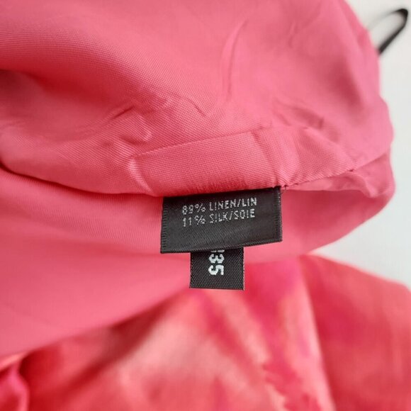 Lafayette 148 Linen/Silk Floral Pink Pencil Skirt Size 14 - Picture 2 of 10